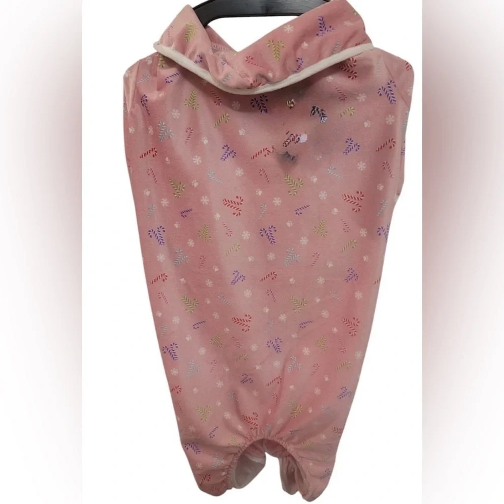 Berkshire Pet Collection Pink Dog Holiday Onesie with Candy Cane Print. Size Sm
